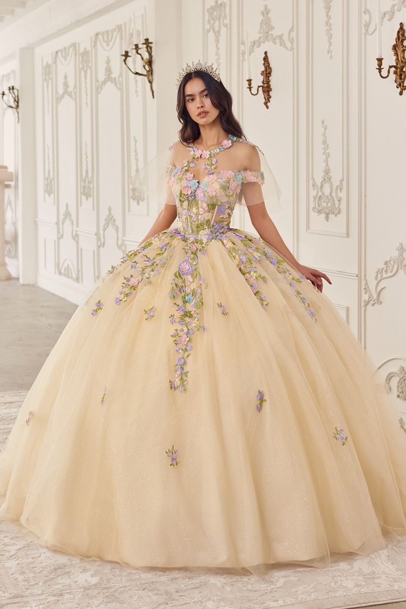 Ladivine 15724 Multi Colored Floral Ball Gown - NORMA REED