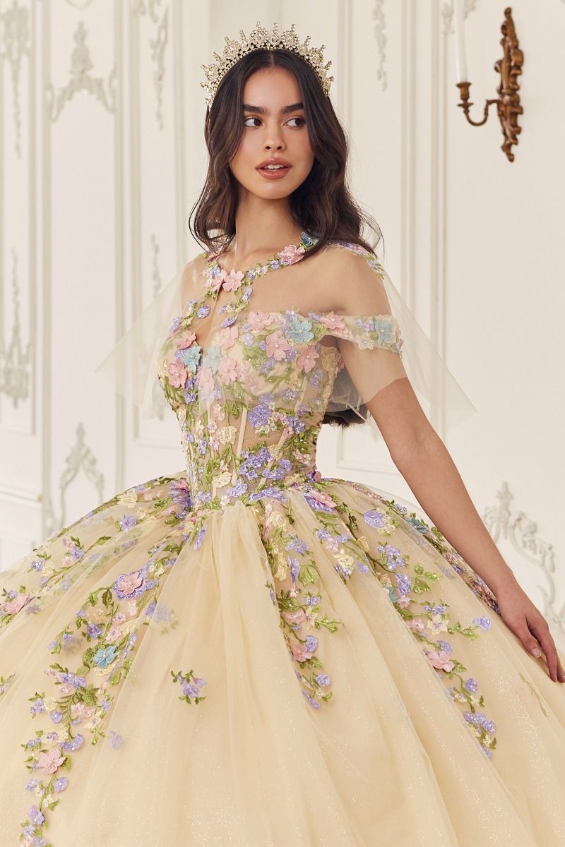 Ladivine 15724 Multi Colored Floral Ball Gown - NORMA REED
