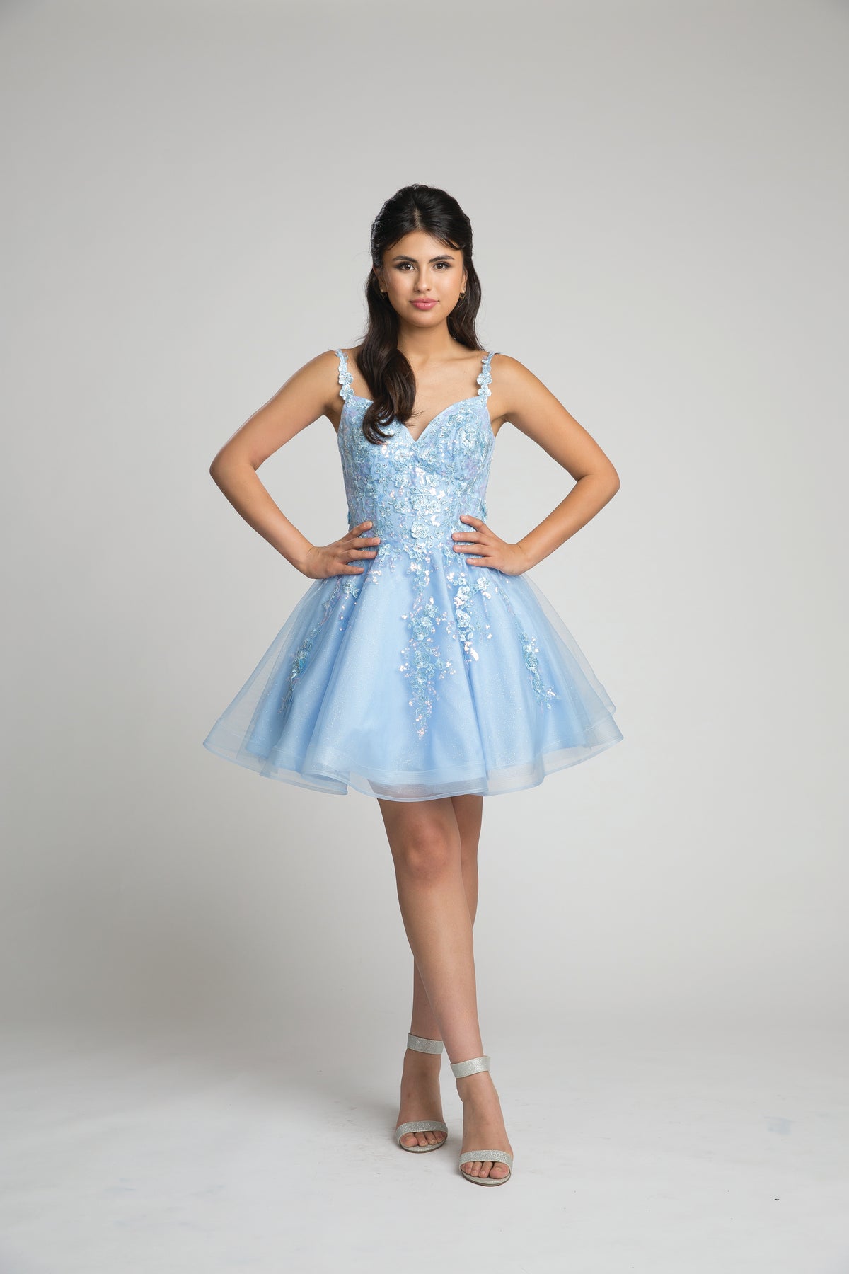 Fiesta 67070 Lace Embroidered Tulle Short Dress - NORMA REED