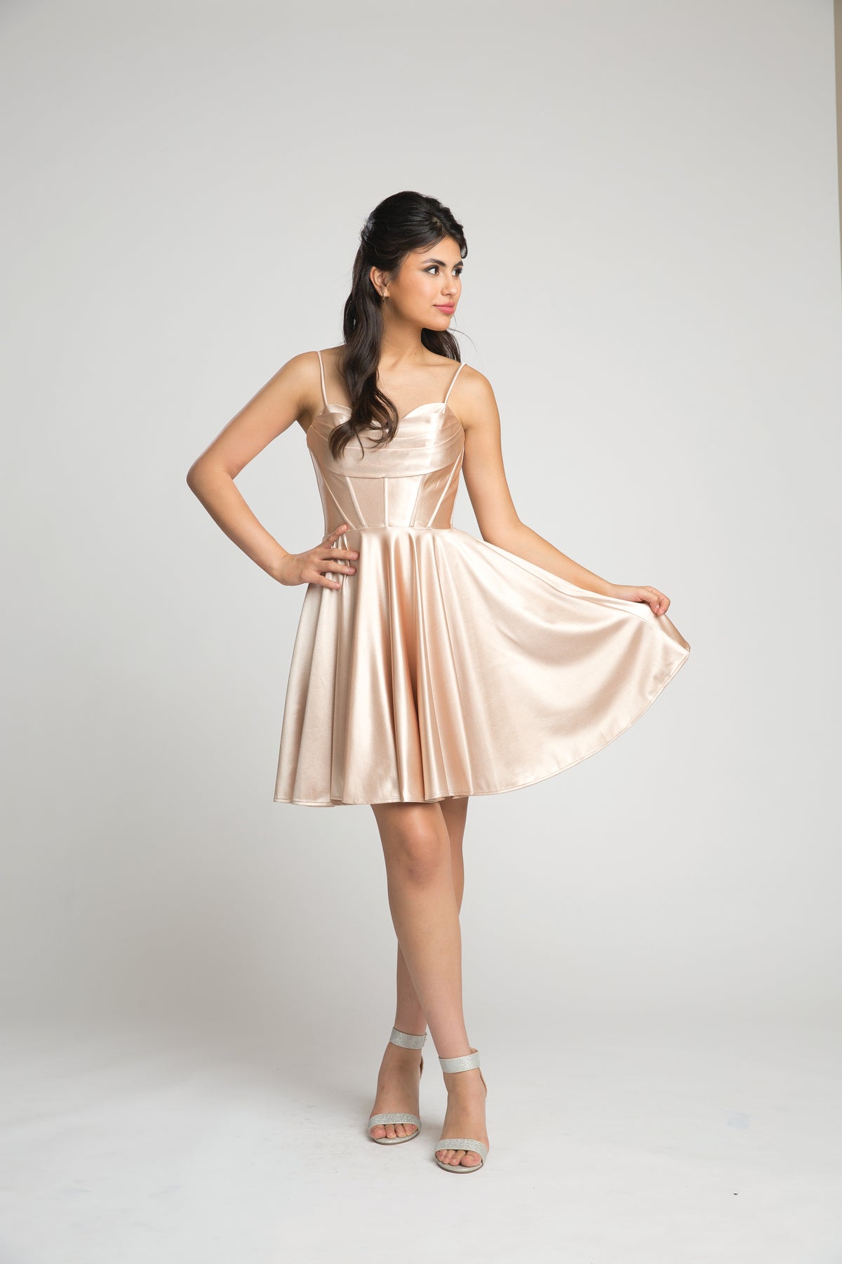 Fiesta 67071 Shining Satin Short Dress - NORMA REED