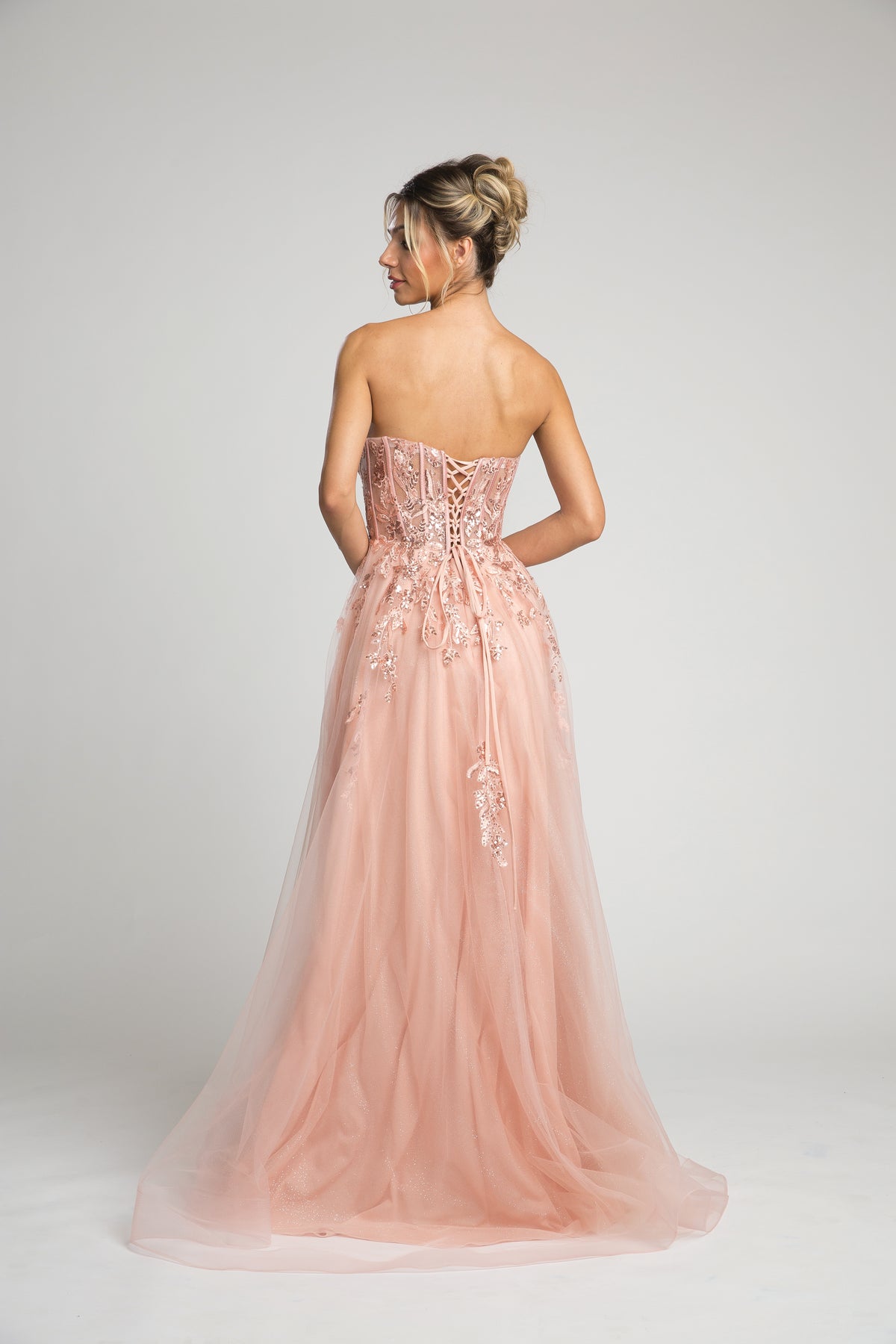 Fiesta 67204 Strapless Sequin Tulle Gown - NORMA REED