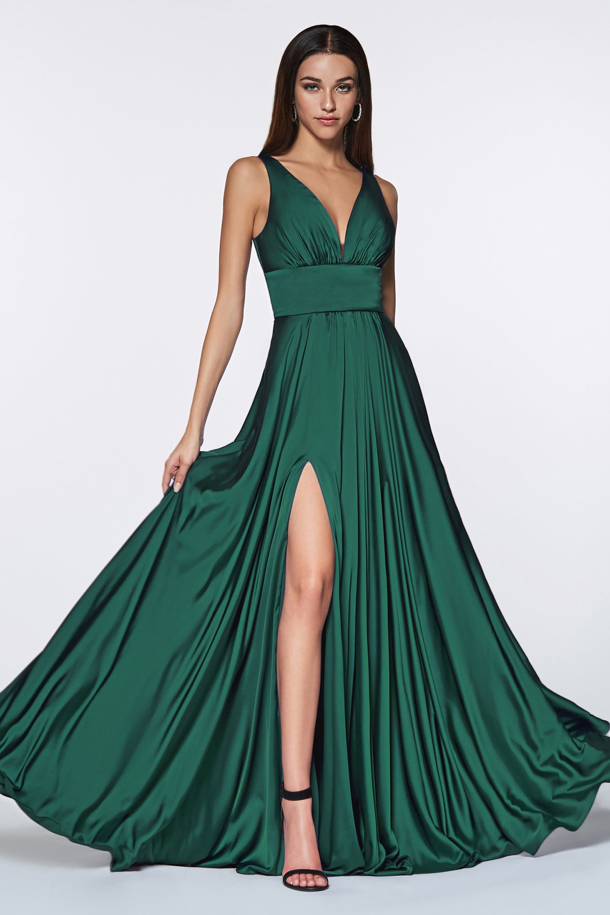 Cinderella Divine 7469 (Plus Sizes 18 - 24) Gorgeous Chifon A Line Pleated V Neck Dress - NORMA REED