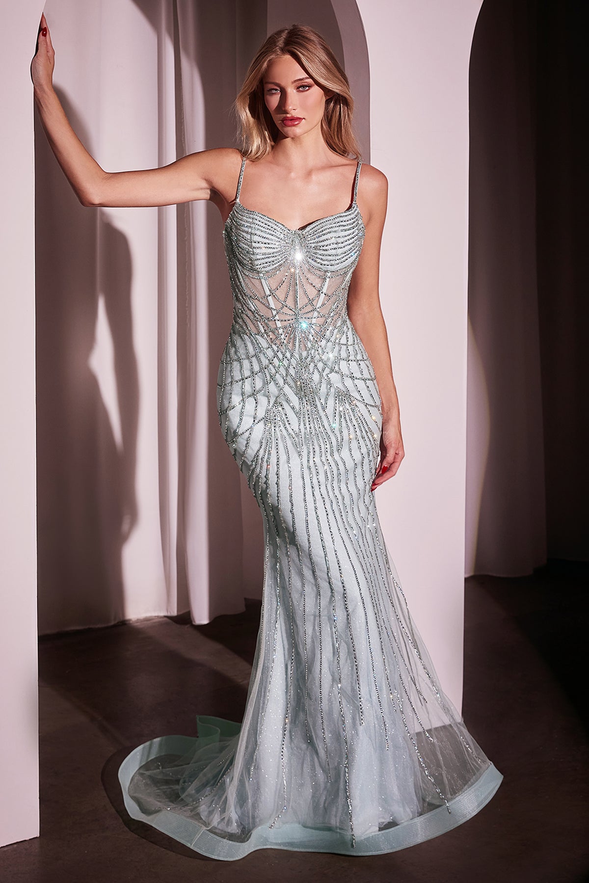 Ladivine CD766 Fitted Crystal Gown - NORMA REED