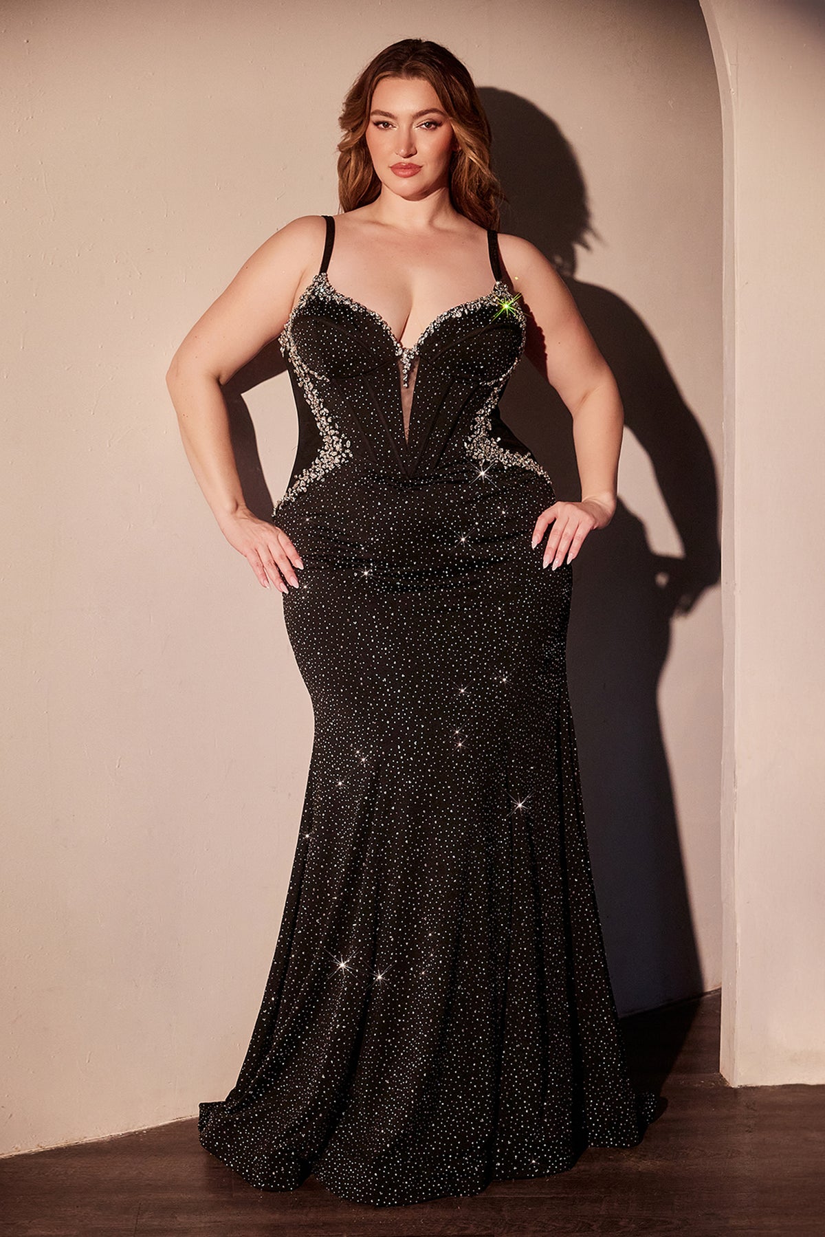 Ladivine CM365C Fitted Black Glimmering Dress - NORMA REED