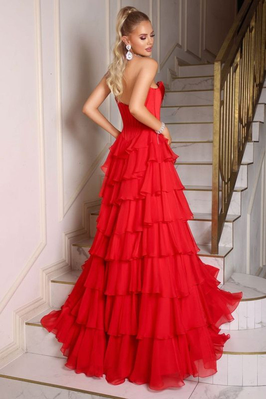 PORTIA and SCARLETT PS25963 Strapless Corset Layered Gown - NORMA REED