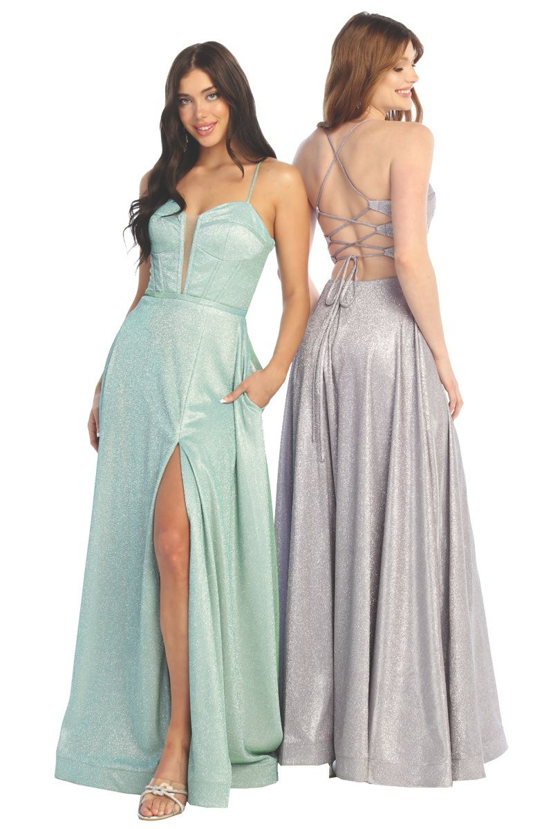 Cindy Collection 1804 Shimmering Open Back Dress with Pockets - NORMA REED