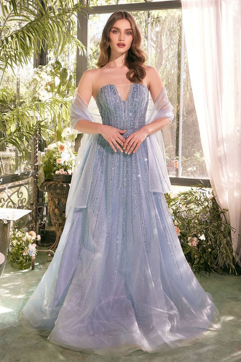 Andrea & Leo A1369 Strapless Ombre Beaded A Line Gown - NORMA REED