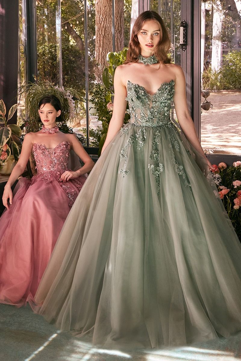Andrea & Leo A1394 Mauve Floral A Line Gown - NORMA REED