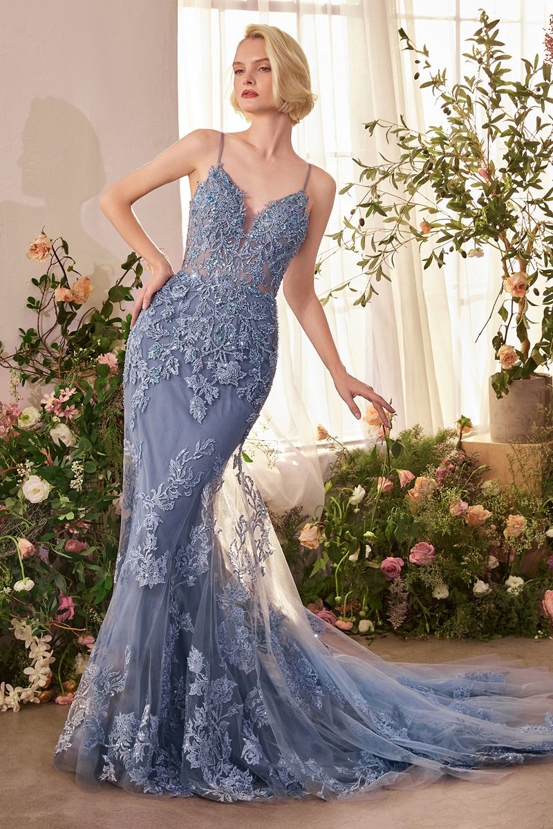 Andrea & Leo A1421 Lace Beaded Floral Mermaid Dress - NORMA REED