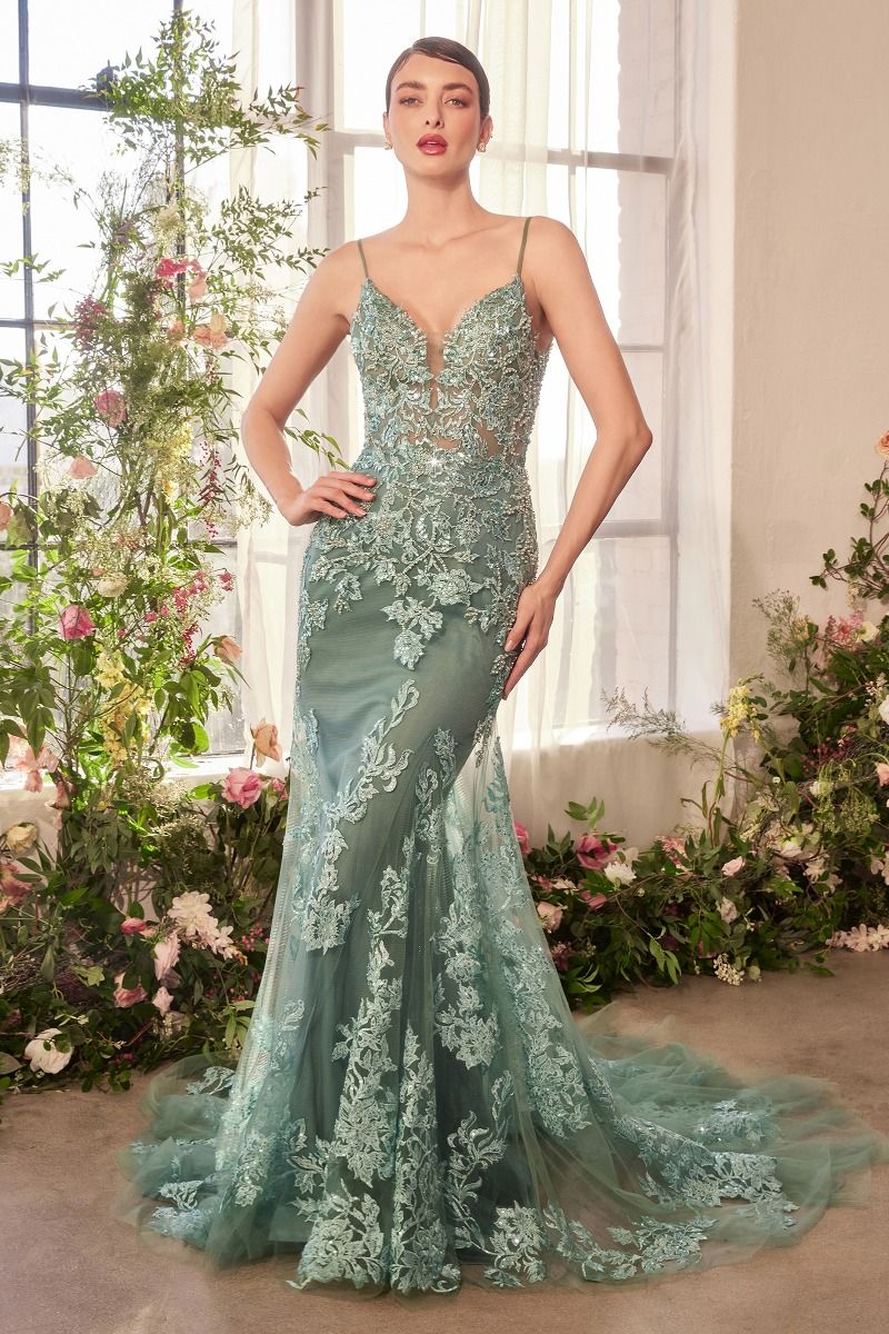 Andrea & Leo A1421 Lace Beaded Floral Mermaid Dress - NORMA REED