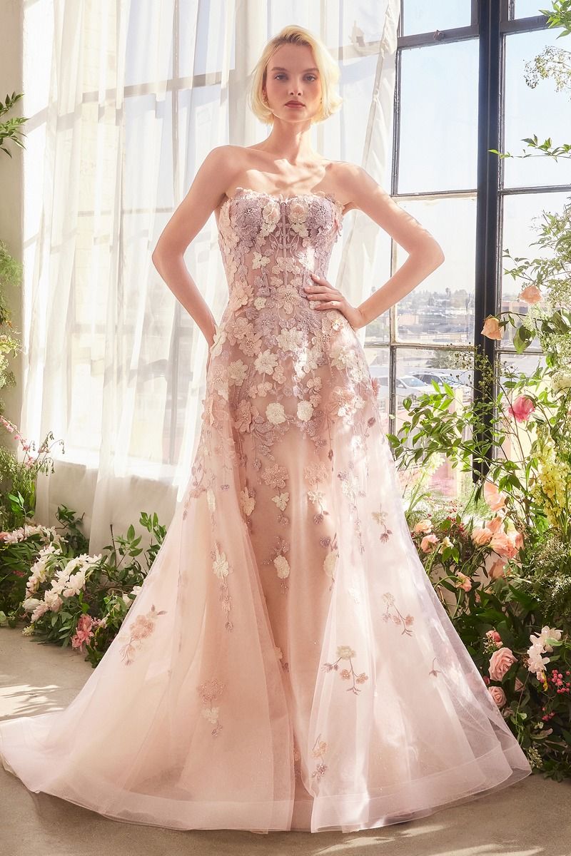 Andrea & Leo A1453 Spring Floral A Line Gown - NORMA REED