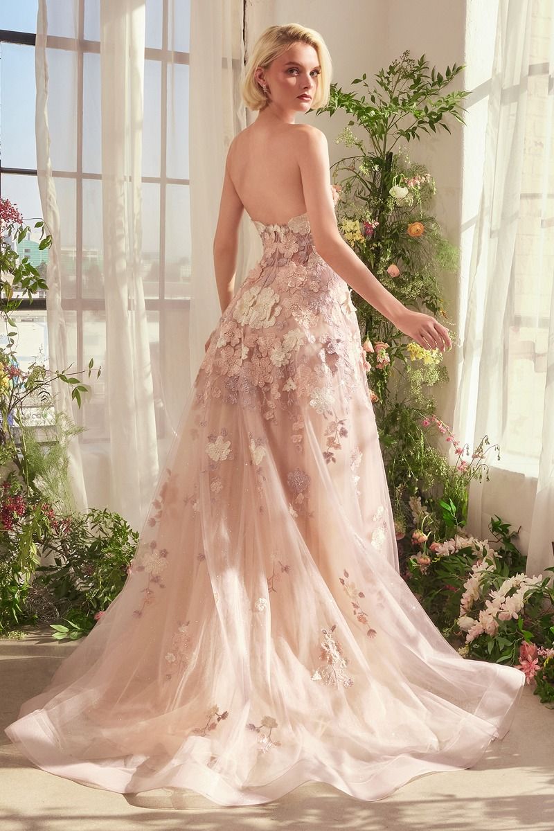Andrea & Leo A1453 Spring Floral A Line Gown - NORMA REED