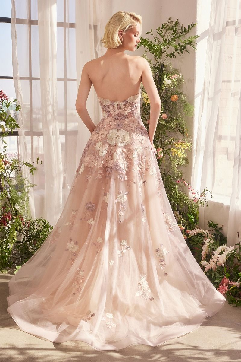 Andrea & Leo A1453 Spring Floral A Line Gown - NORMA REED