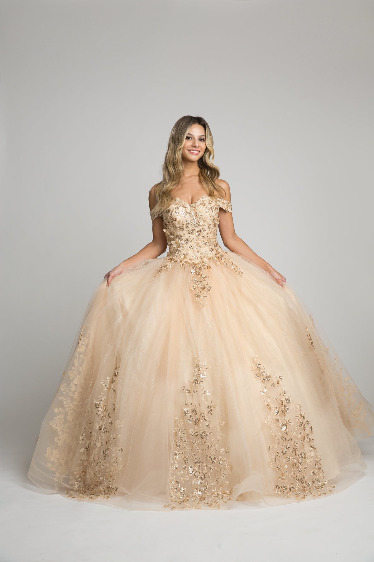 Fiesta 10302 Sparkling Off Shoulder Ball Gown