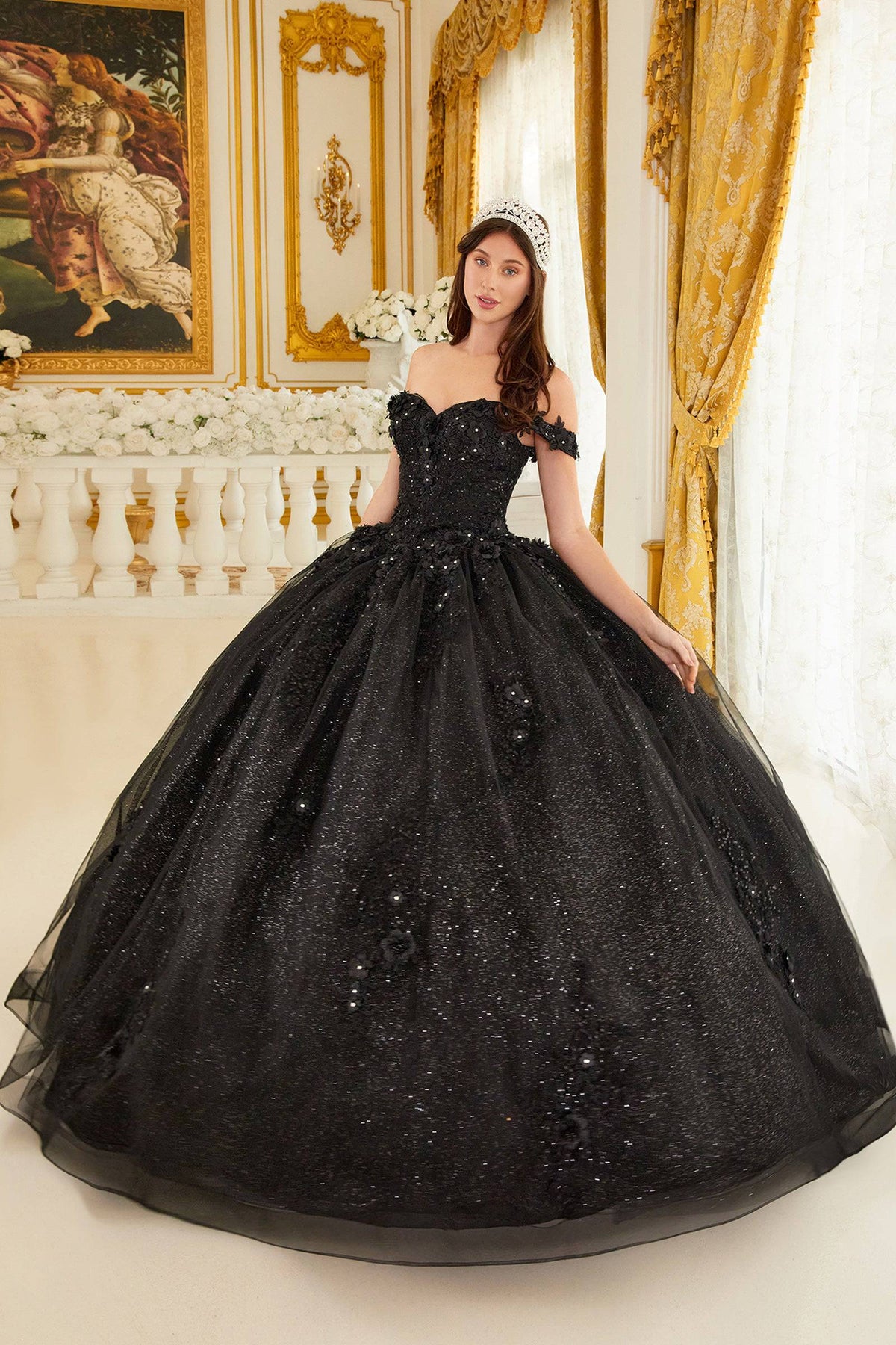 Cinderella Divine 15702 Ladivine Off Shoulder Quince Ball Gown - NORMA REED