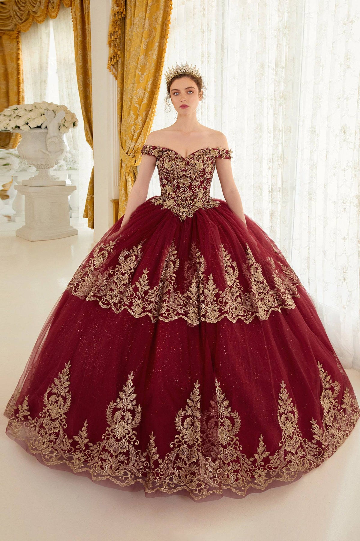 Cinderella Divine 15705 Ladivine Layered Lace Quince Ball Gown - NORMA REED