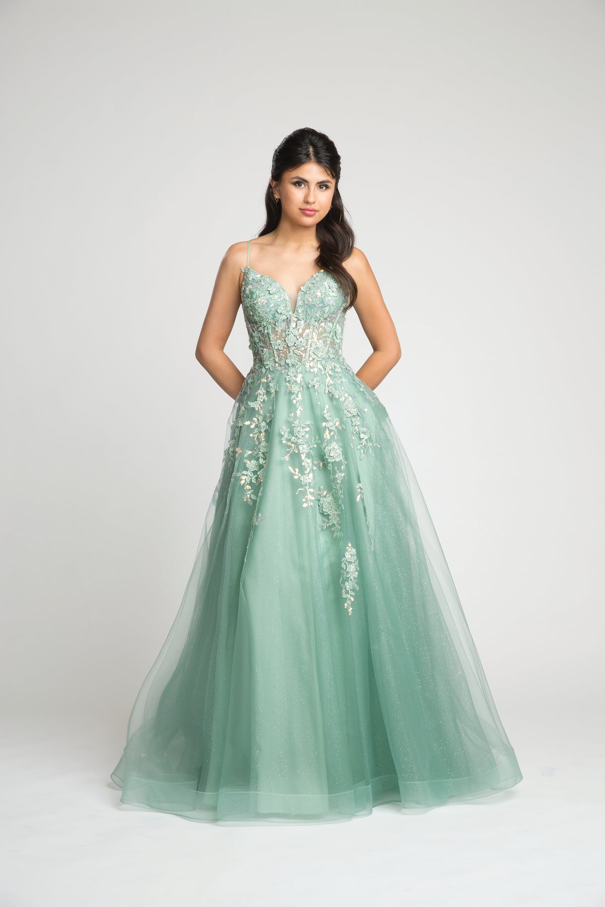 Fiesta Fashions 67051 Lace Embroidered Tulle Corset Dress