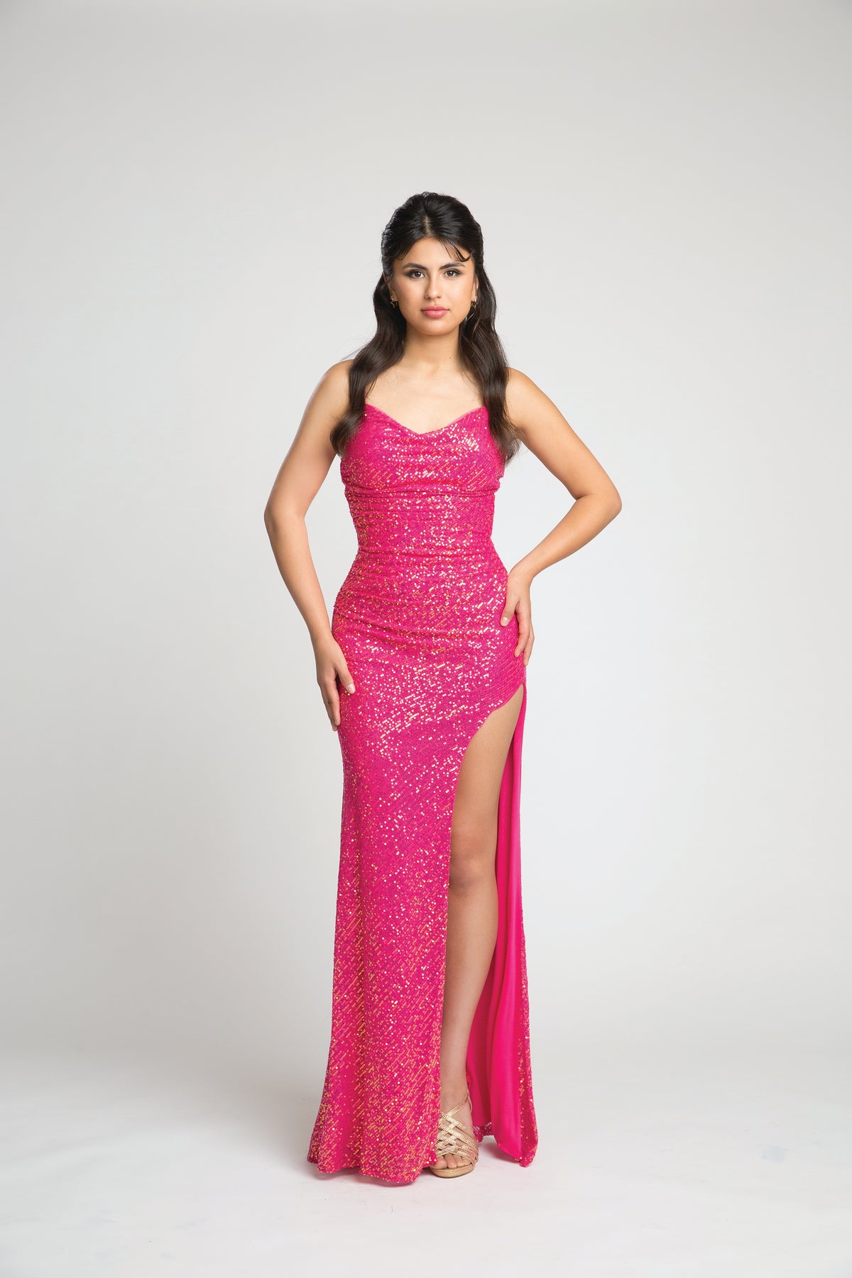 Fiesta 67062 Shimmering Slit Leg Dress