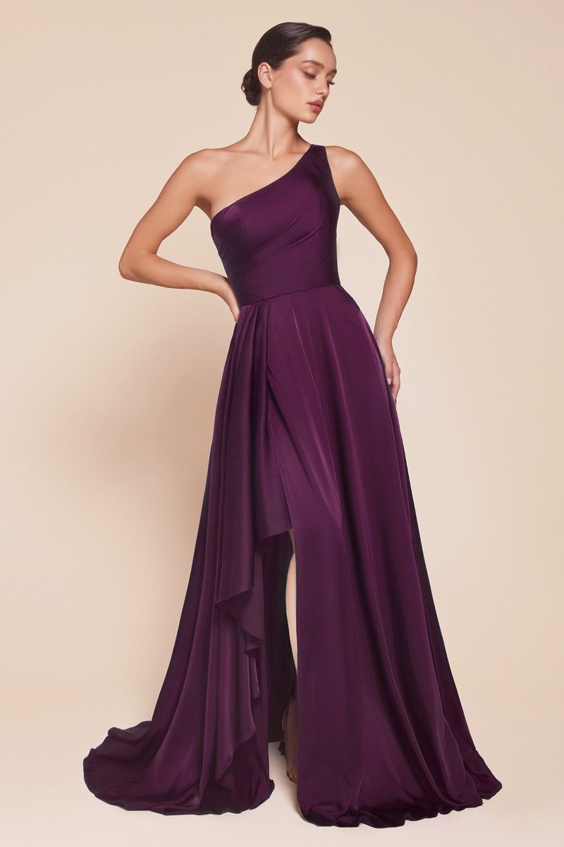 Ladivine 7450 One Shoulder Soft Satin A Line Dress - NORMA REED