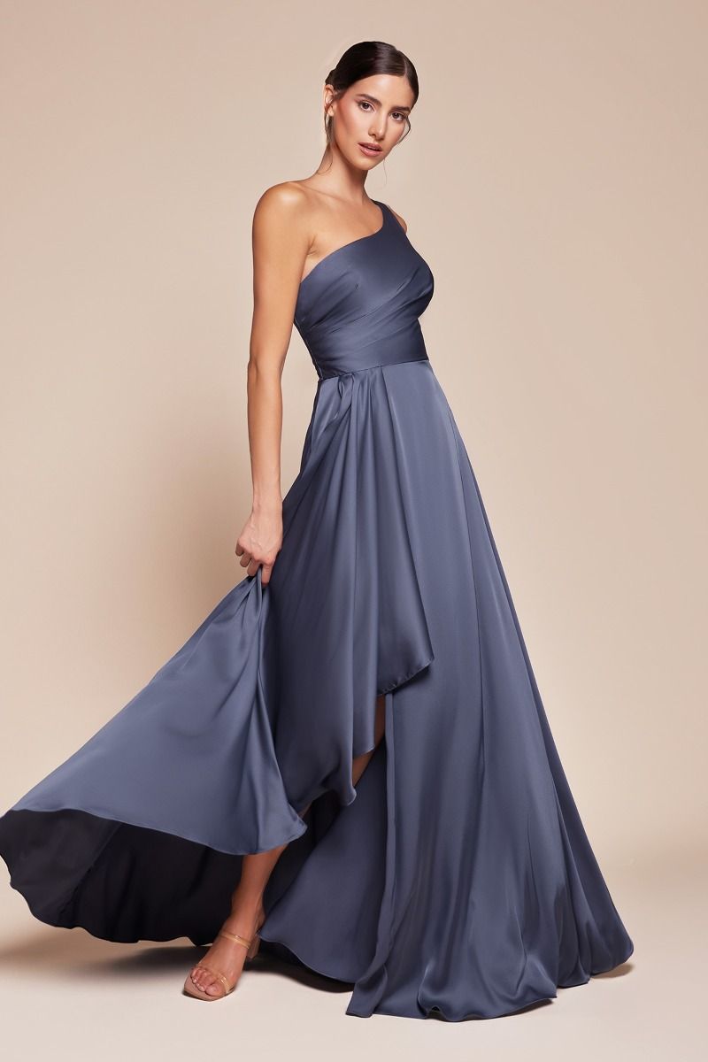 Ladivine 7450 One Shoulder Soft Satin A Line Dress - NORMA REED