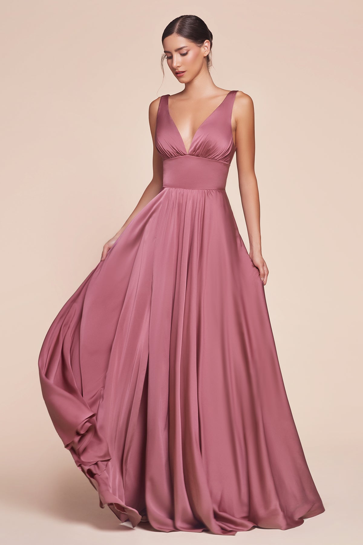 Cinderella Divine 7469 Gorgeous Chifon A Line Pleated V Neck Dress