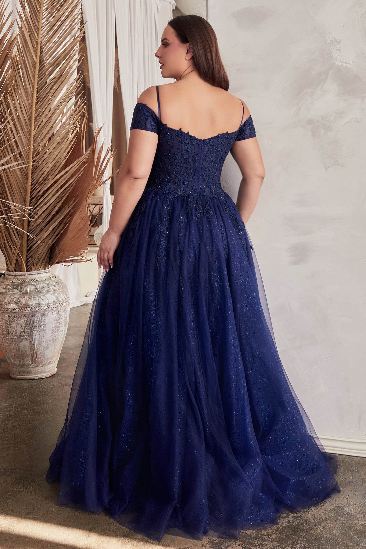 Cinderella Divine C154C Ladivine Layered Tulle & Lace Off Shoulder Gown - NORMA REED