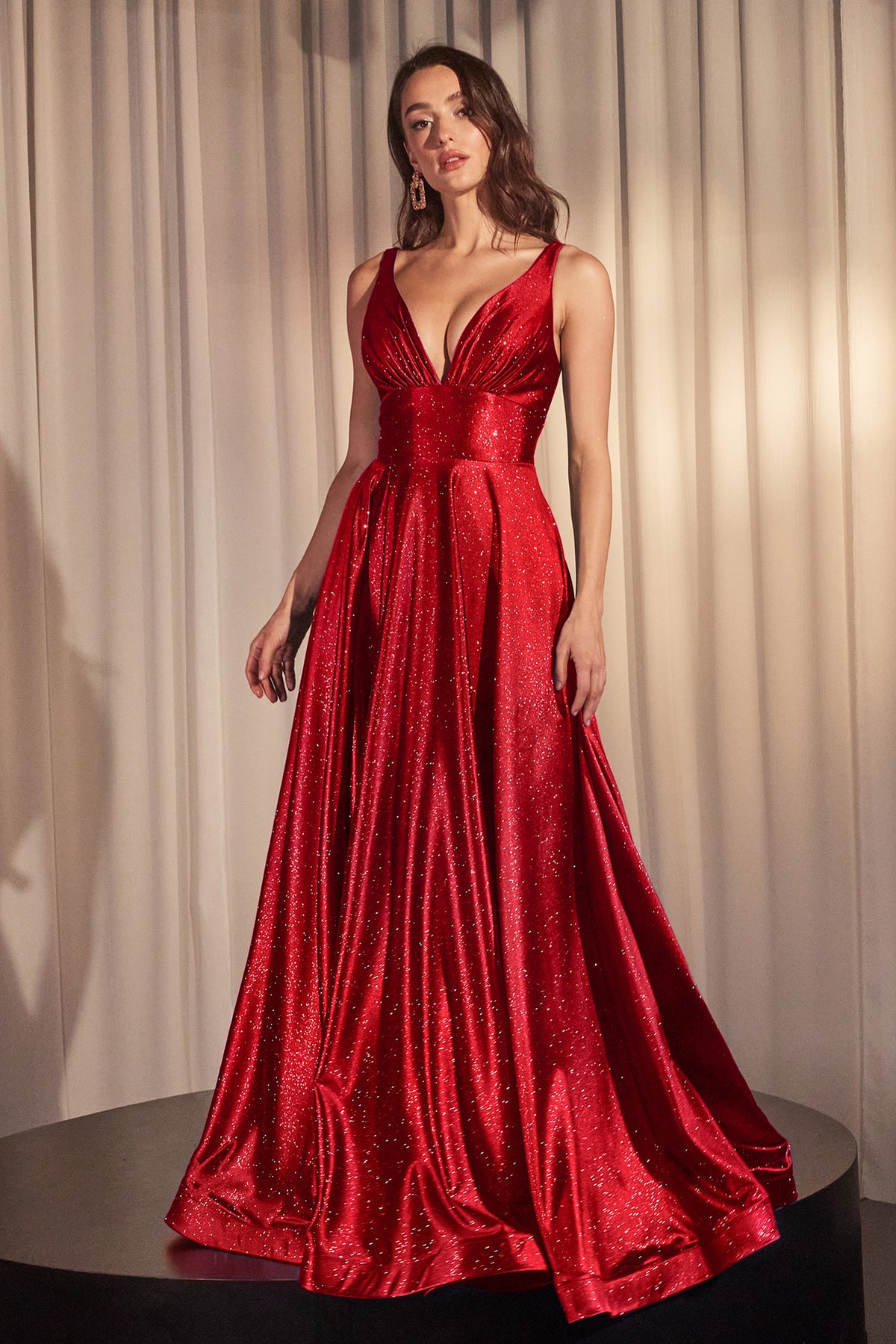 Cinderella Divine CC2349 Ladivine Glitter Satin A Line Gown - NORMA REED