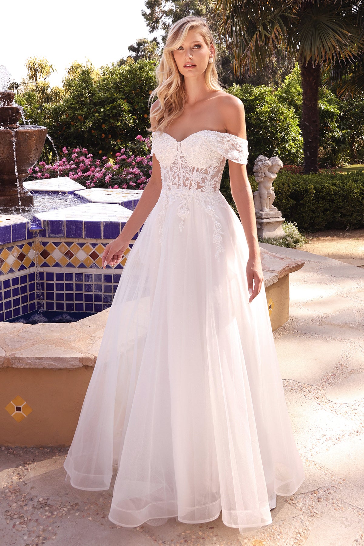 Ladivine CD961W Lace Off The Shoulder Bridal Gown