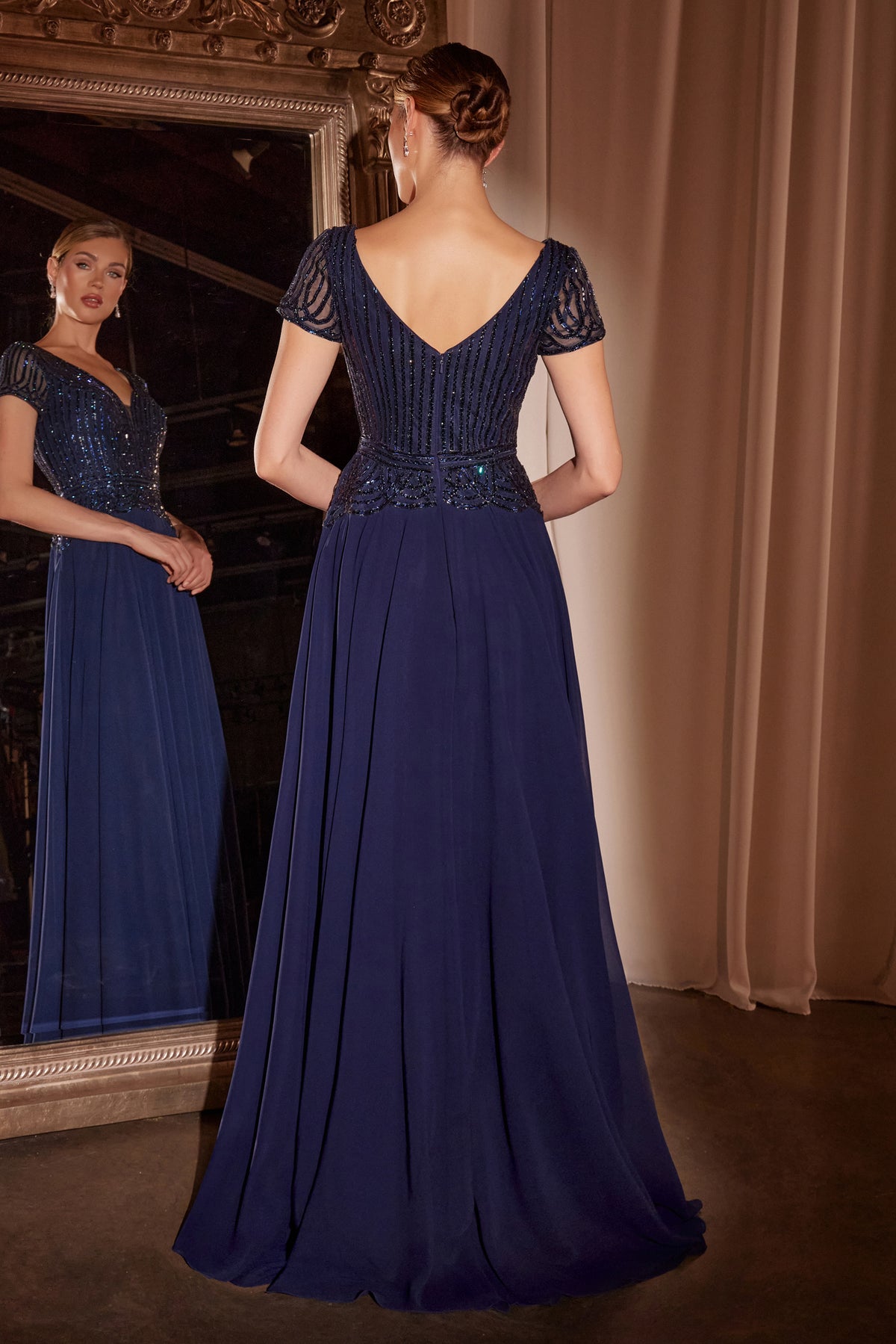 Ladivine CL07 A Line Chiffon Beaded Gown