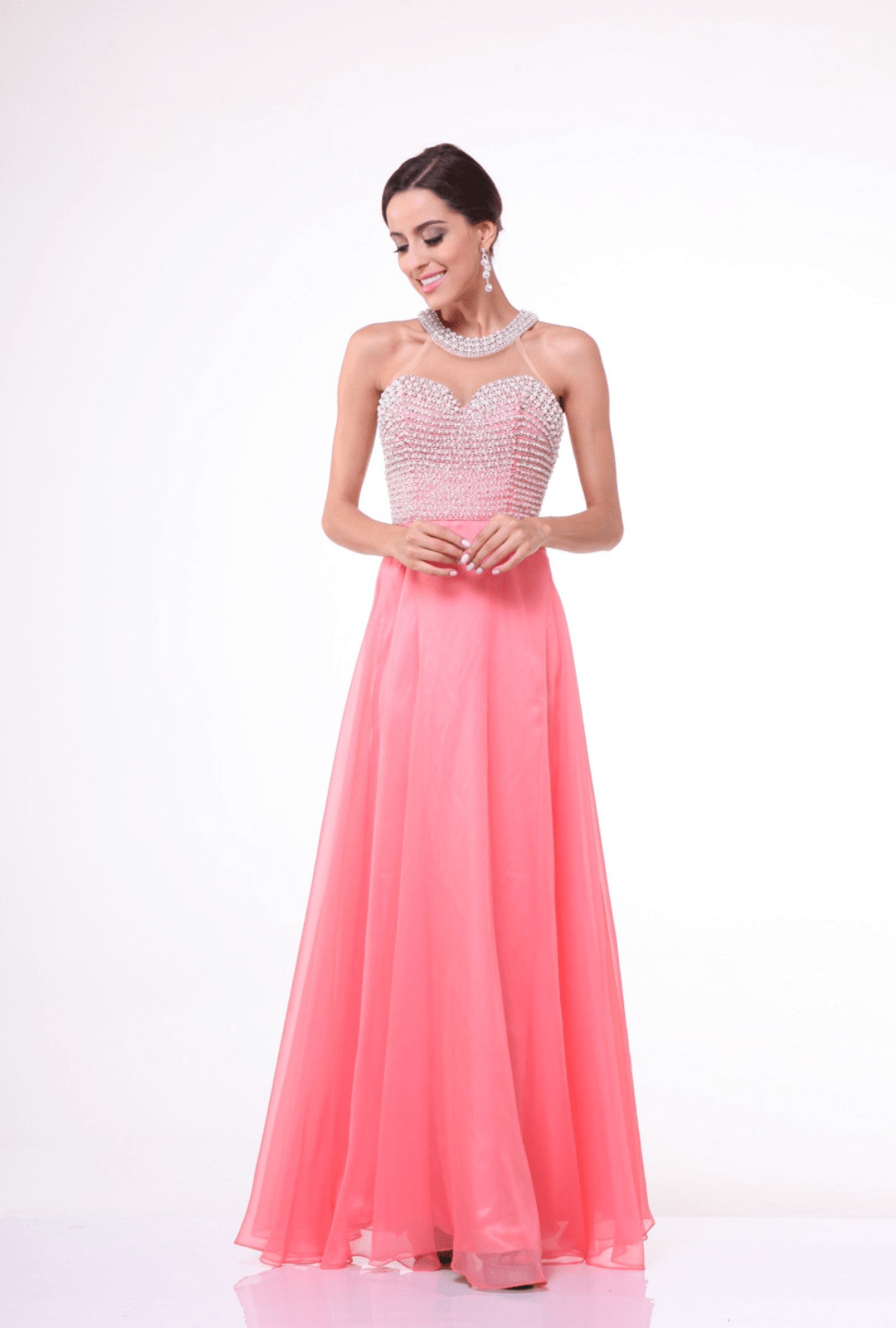 Sparkling Halter Style Chiffon Dress By Cinderella Divine - NORMA REED