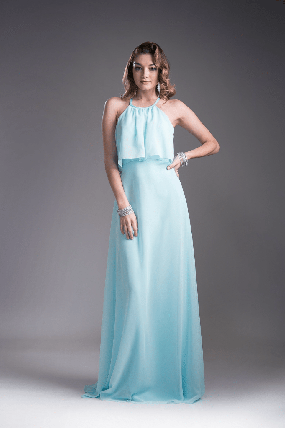 Mint Chiffon Sheath Dress By Cinderella Divine - NORMA REED