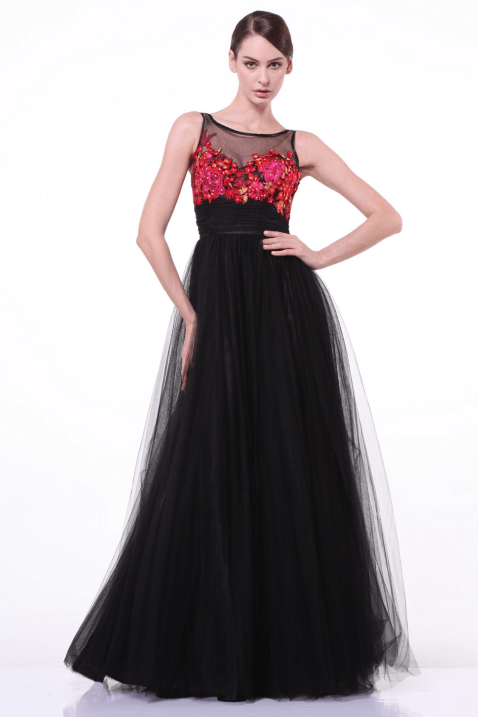 Black Floral Ball Gown by Cinderella Divine - NORMA REED