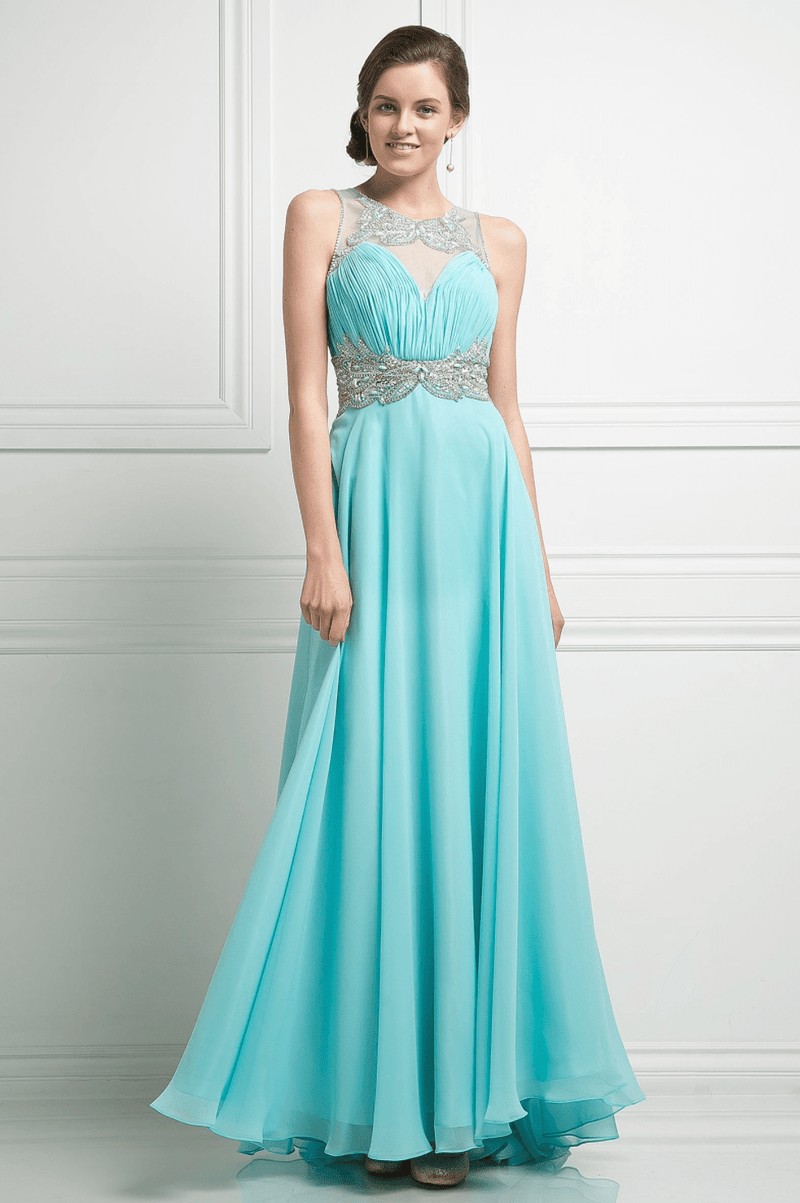 Beaded Chiffon Empire Waist Dress by Cinderella Divine - NORMA REED