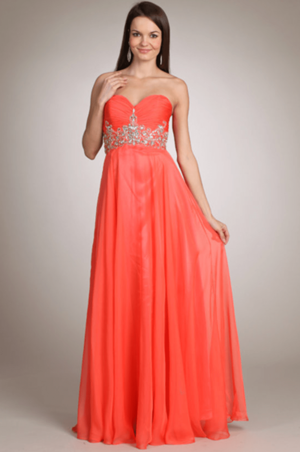 Strapless Sweetheart Crystal Embroidered Chiffon Long Dress by Fiesta | 3 Colors - NORMA REED