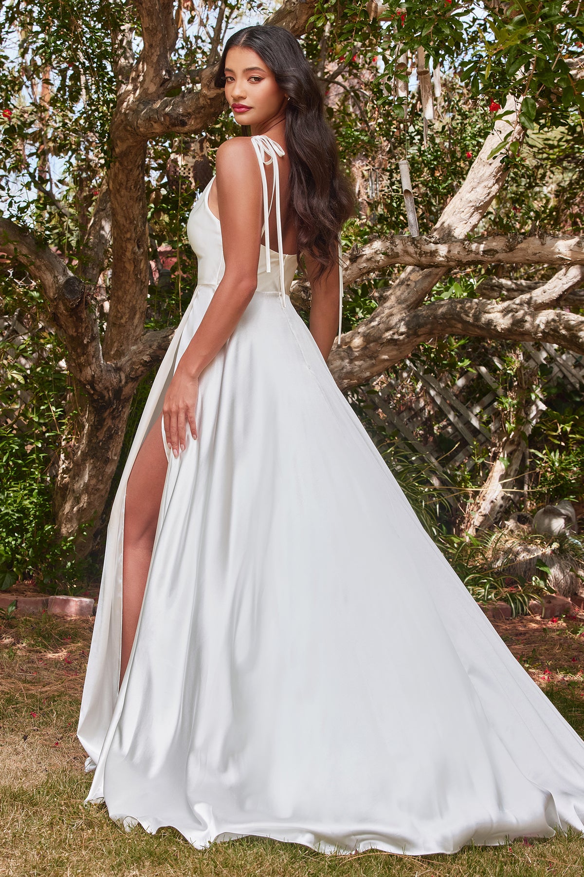 Ladivine BD104W Cowl A Line Satin Bridal Gown - NORMA REED