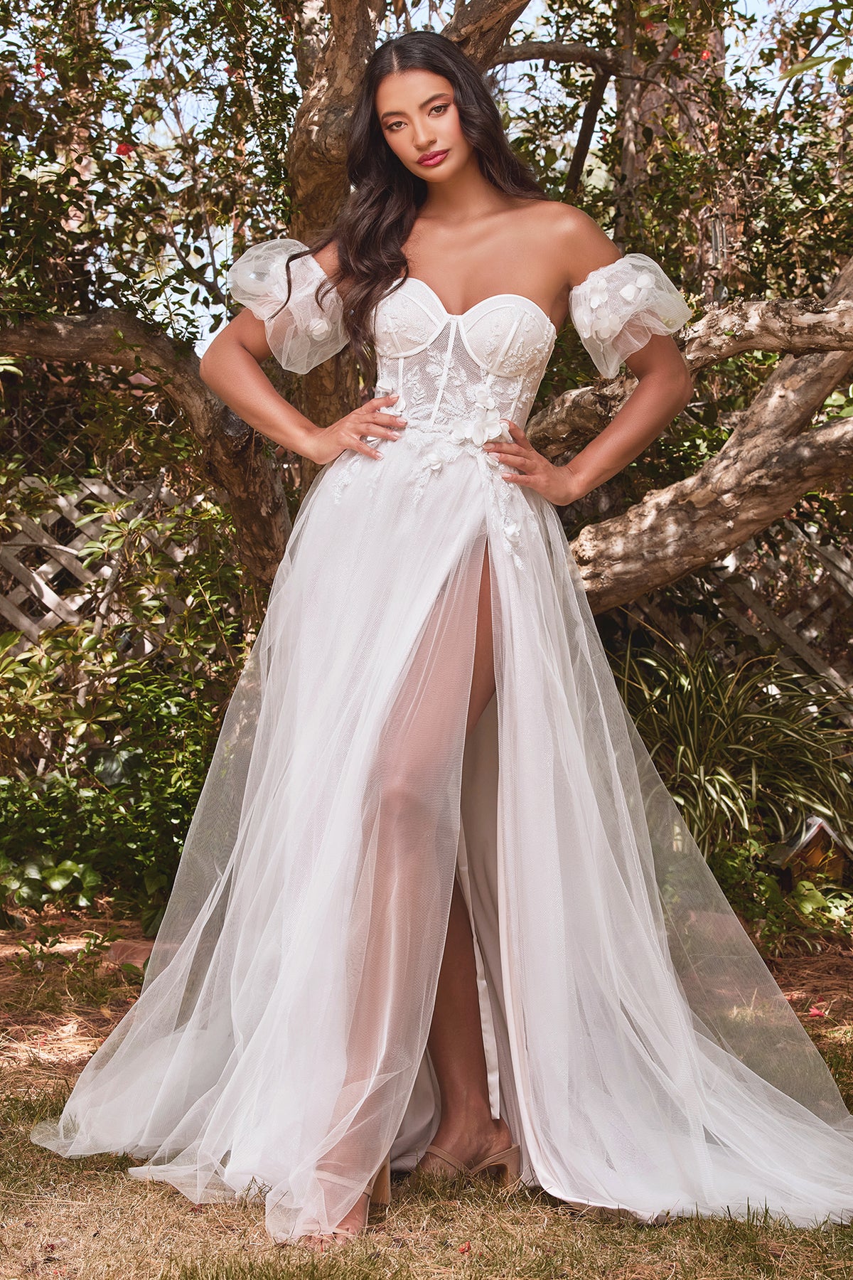 Ladivine CB080W Strapless Floral Bridal Gown