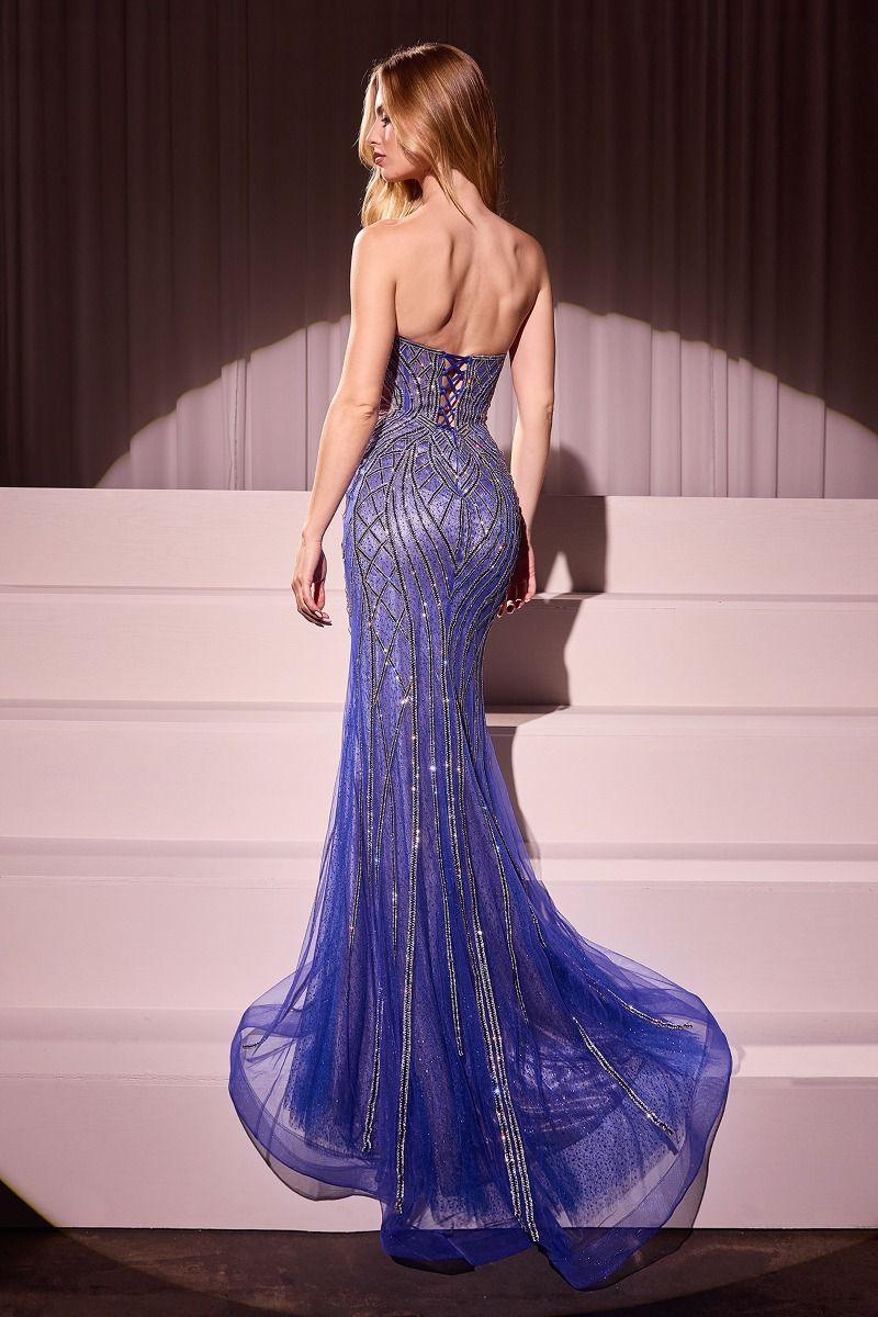 Cinderella Divine CC6018 Strapless Sparkling Embellished Mermaid Gown