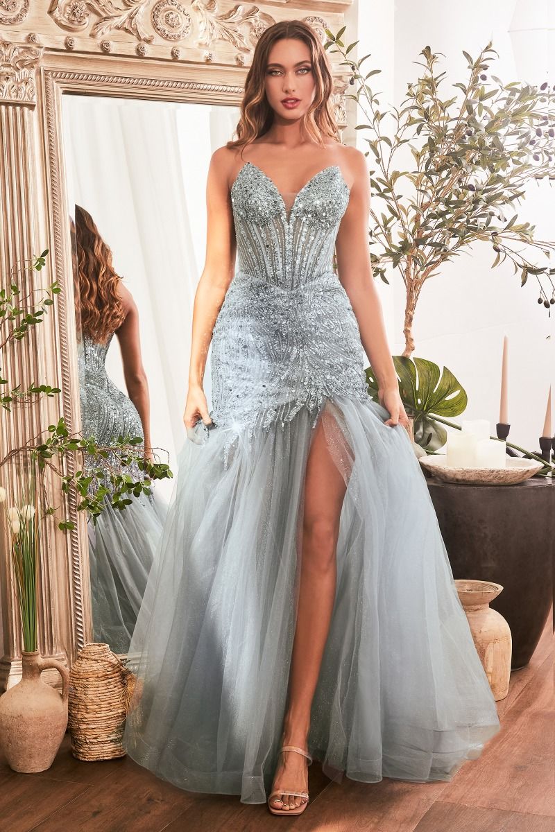 Ladivine CD0214 Cinderella Divine Strapless Beaded Mermaid Gown