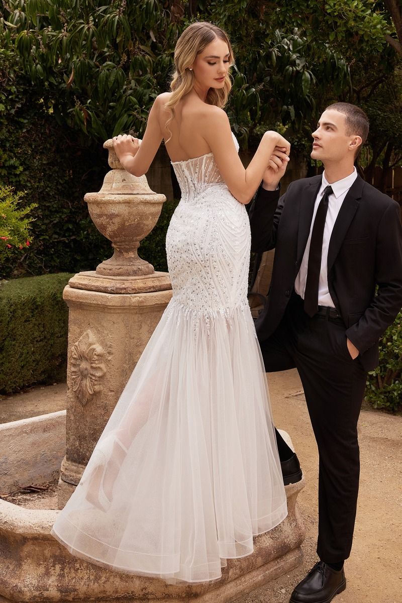 Ladivine CD0215W Beaded Mermaid Wedding Gown