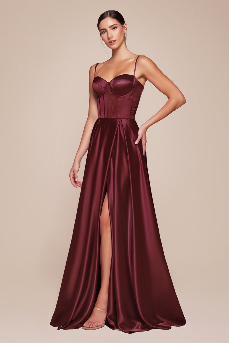 Ladivine CD337 A Line Satin Bustier Dress - NORMA REED