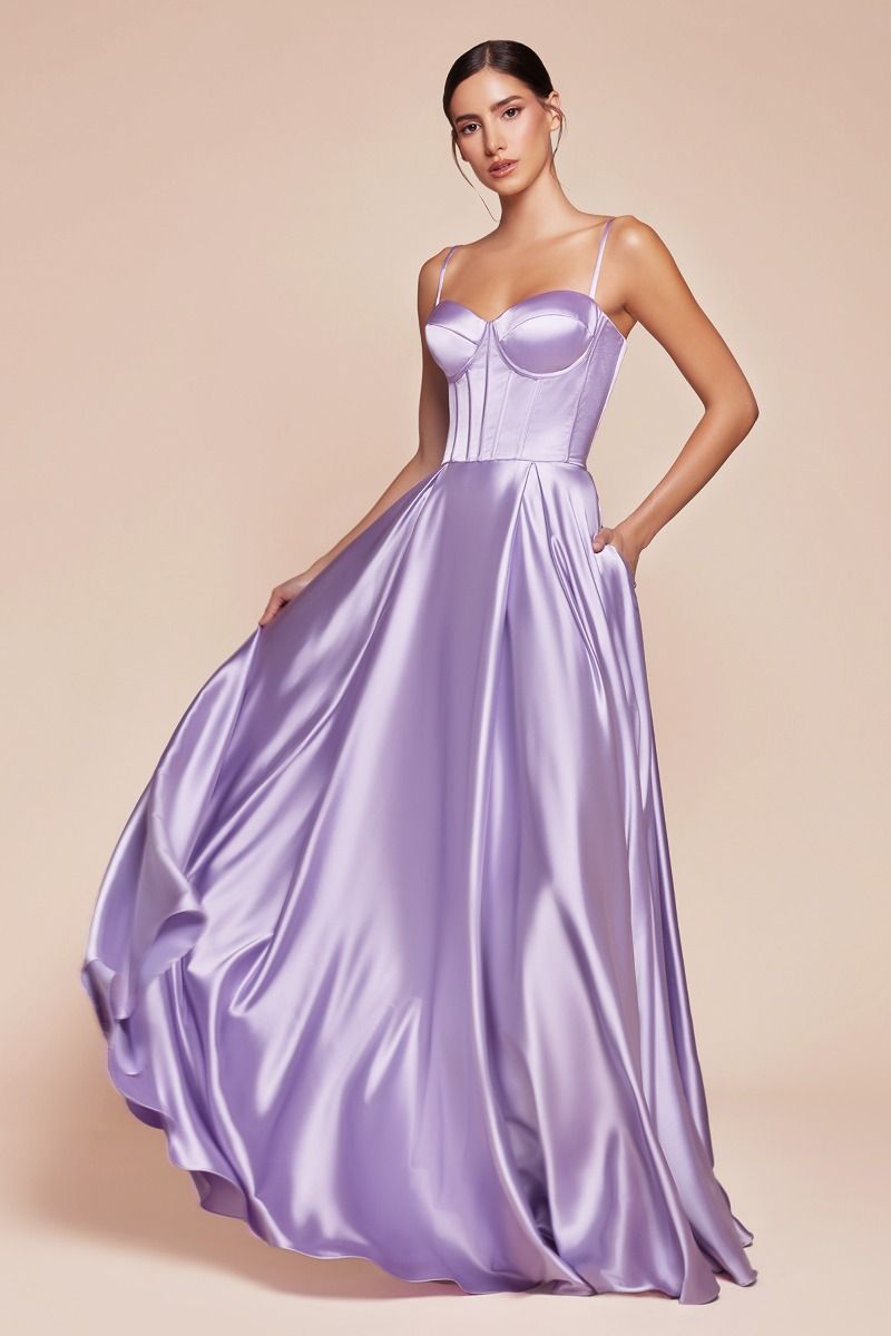 Ladivine CD337 A Line Satin Bustier Dress