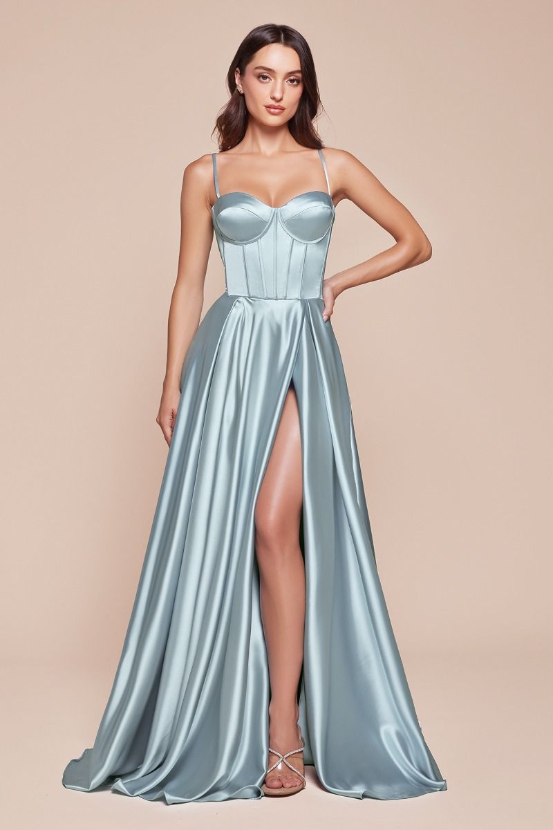 Ladivine CD337 A Line Satin Bustier Dress - NORMA REED