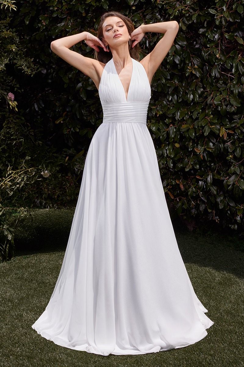 Ladivine CD372W Soft Satin Halter Neck A Line Bridal Dress - NORMA REED