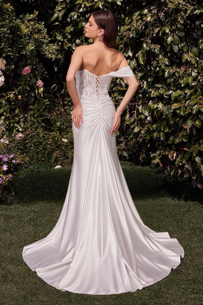 Ladivine CD804W Satin & Lace Fit and Flare Wedding Gown - NORMA REED