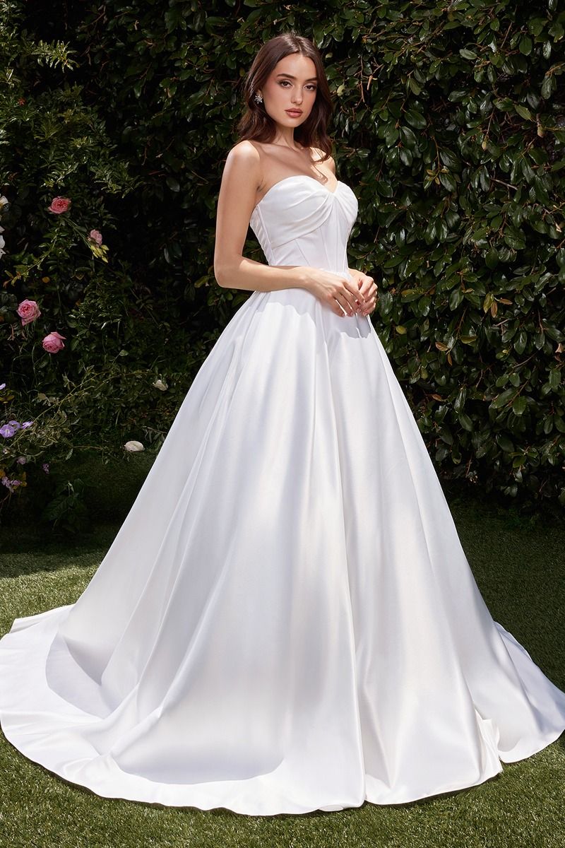 Ladivine CDS512W Strapless Luxe Satin Bridal Gown