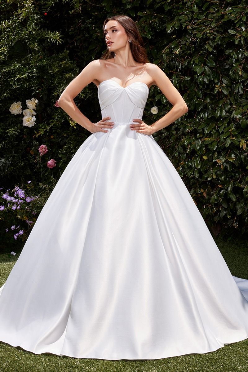 Ladivine CDS512W Strapless Luxe Satin Bridal Gown