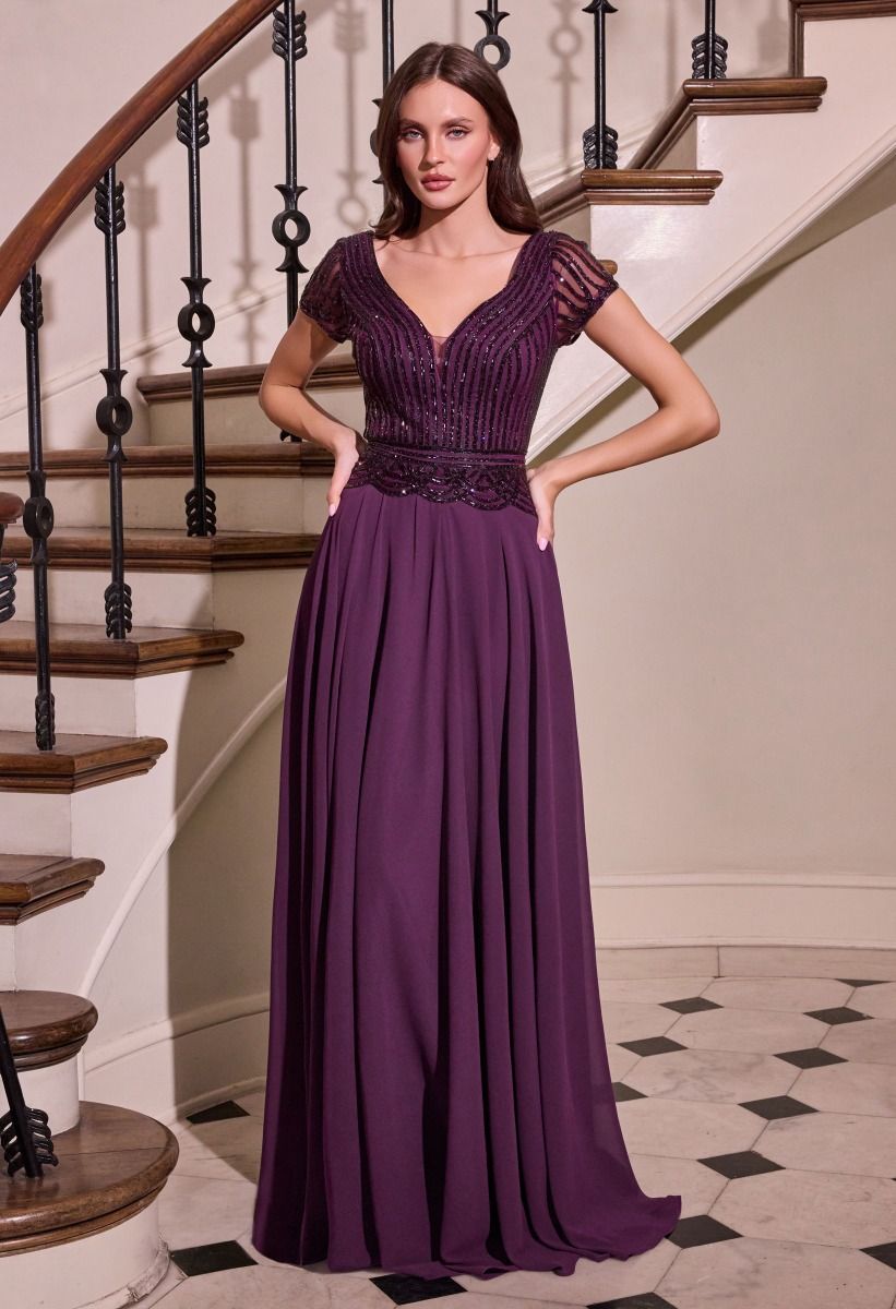 Ladivine CL07 A Line Chiffon Beaded Gown