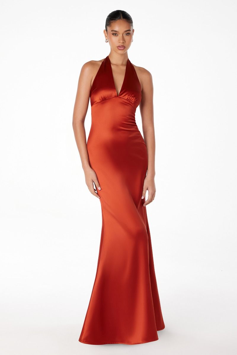 Astee T2001P Satin Halter Dress