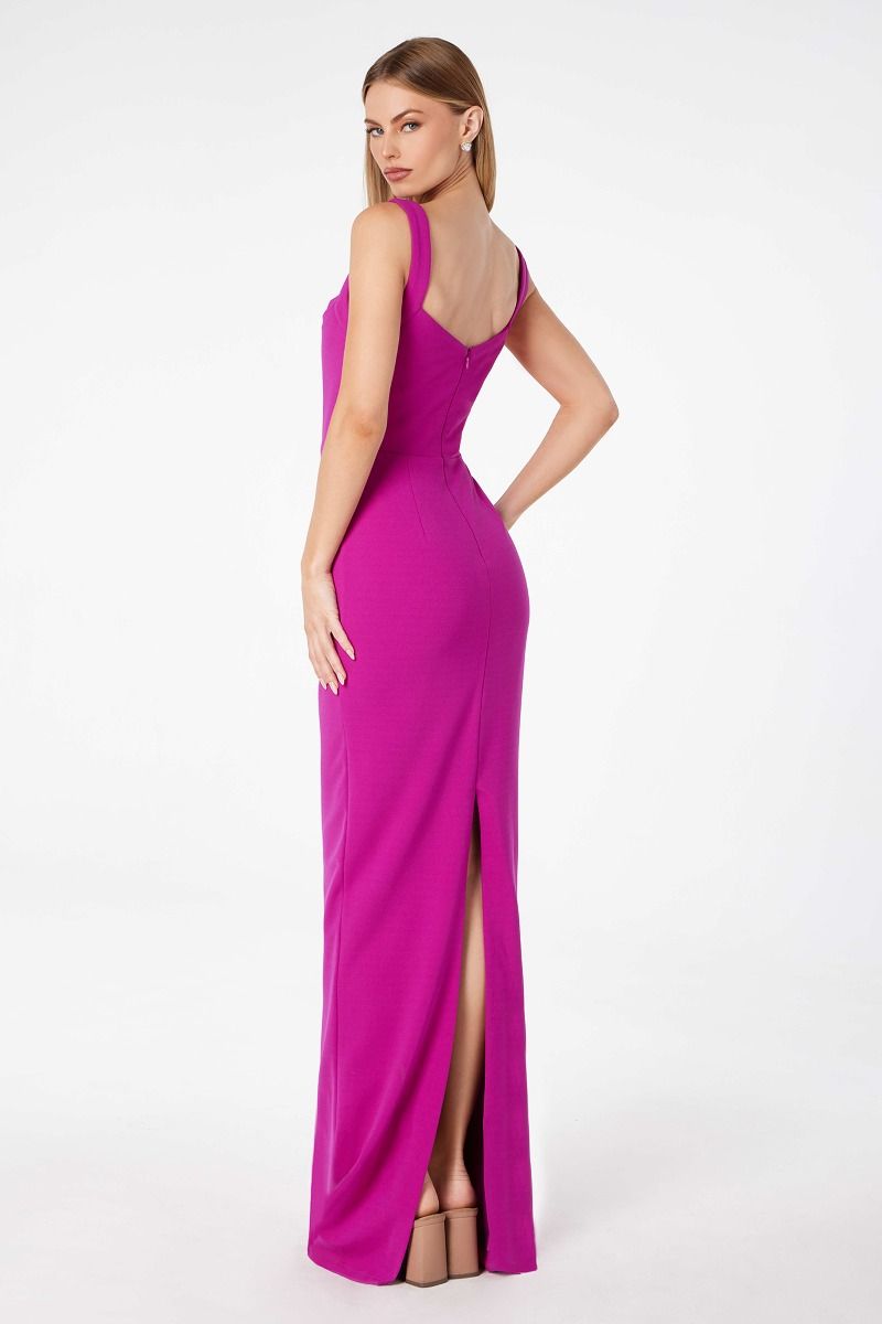 Ladivine T3000P Fitted Dress with Back Leg Slit