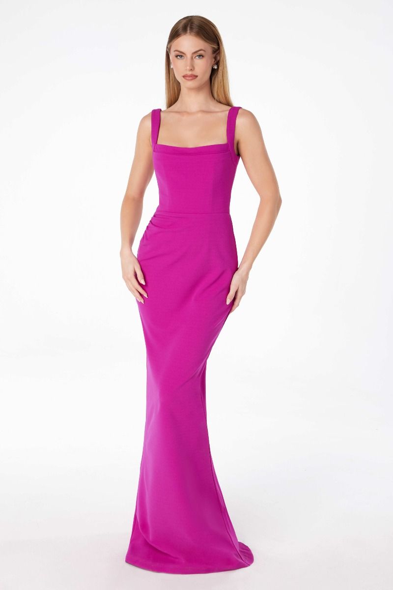 Ladivine T3000P Fitted Dress with Back Leg Slit - NORMA REED